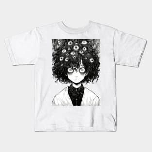 Creepy manga horror - Scary Ghost halloween Haunted Kids T-Shirt